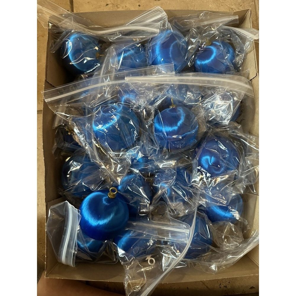 21 Vintage White Satin Silk Wrapped Christmas Ball Ornaments Unbreakable Small